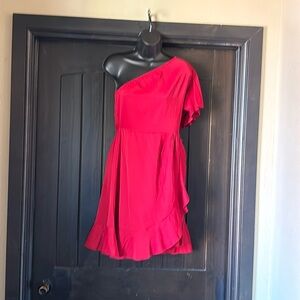 One shoulder satin mini dress